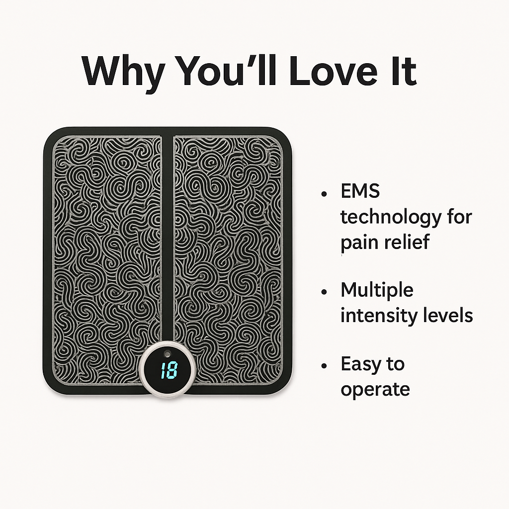 EMS Foot Circulation & Nerve Stimulator for Improved Walking, Balance & Pain Relief with Remote Control