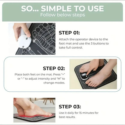EMS Foot Circulation & Nerve Stimulator for Improved Walking, Balance & Pain Relief with Remote Control