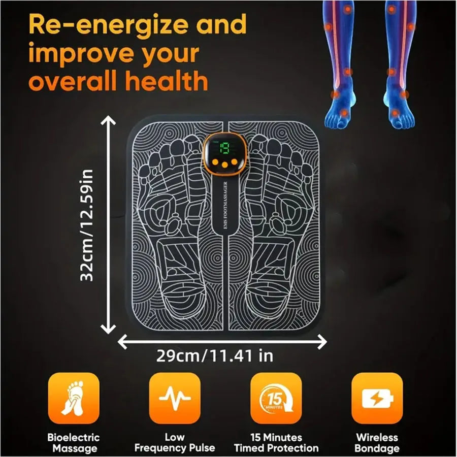 EMS Foot Circulation & Nerve Stimulator for Improved Walking, Balance & Pain Relief with Remote Control